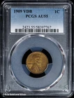 1909 1C VDB Lincoln Wheat Cent PCGS AU 55