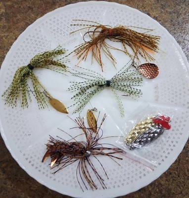 4 Homecrafted CW Spinner Fish Lures With Extra Blades.