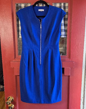 Calvin Klein Women's Royal Blue Zip Front Sleeveless Sheath Mini Dress Size 2