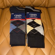Chaps Premium Dress Crew Socks Lot Of 2 - 3 Pks Size  10-13 Diamond Multi Color