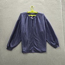 Aerie Women Sweatshirt L/G Blue Oversized Easy Street French Terry Pullover NWT