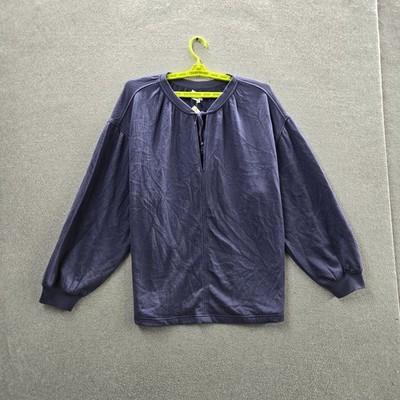 Aerie Women Sweatshirt L/G Blue Oversized Easy Street French Terry Pullover NWT