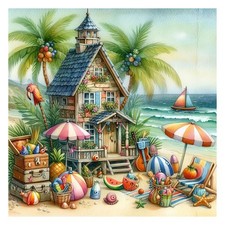 Diamond Painting Kits for Adults Seaside House, 5D DIY Diamond Art Kits for B...