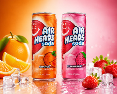 Airheads Soda 6er Pack 12oz Dosen Orange Erdbeere natürlich aromatisiertes Getränk