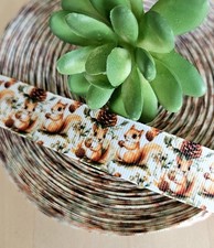 5/8  7/8" 1 YD Squirrel Grosgrain Ribbon Acorns Festive Fall Ribbon
