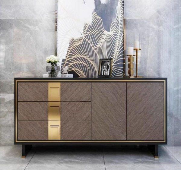 Sideboard Kommode Schrank Holz Modern Design Grau Luxus Wohnzimmer-image