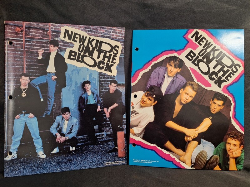 Vintage Lot Of 2 Two 1989 New Kids On The Block 3-Ring Binder Folders NKOTB