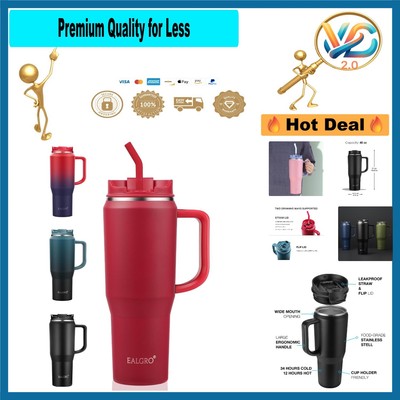 Highland 40 oz Insulated Tumbler with Handle   Steel, Leakproof, Red