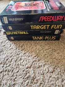 Sears Telegames Atari 2600 Games Speedway 2, Target Fun, Tank-Plus, Basketball