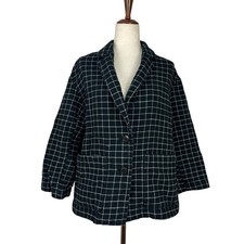 Madewell Blazer Women Medium Waffleback Shaw Black Windowpane Cotton