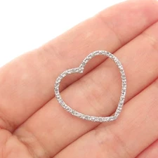 CHARLES WINSTON 925 Sterling Silver Real Round-Cut Diamond Heart Slide Pendant