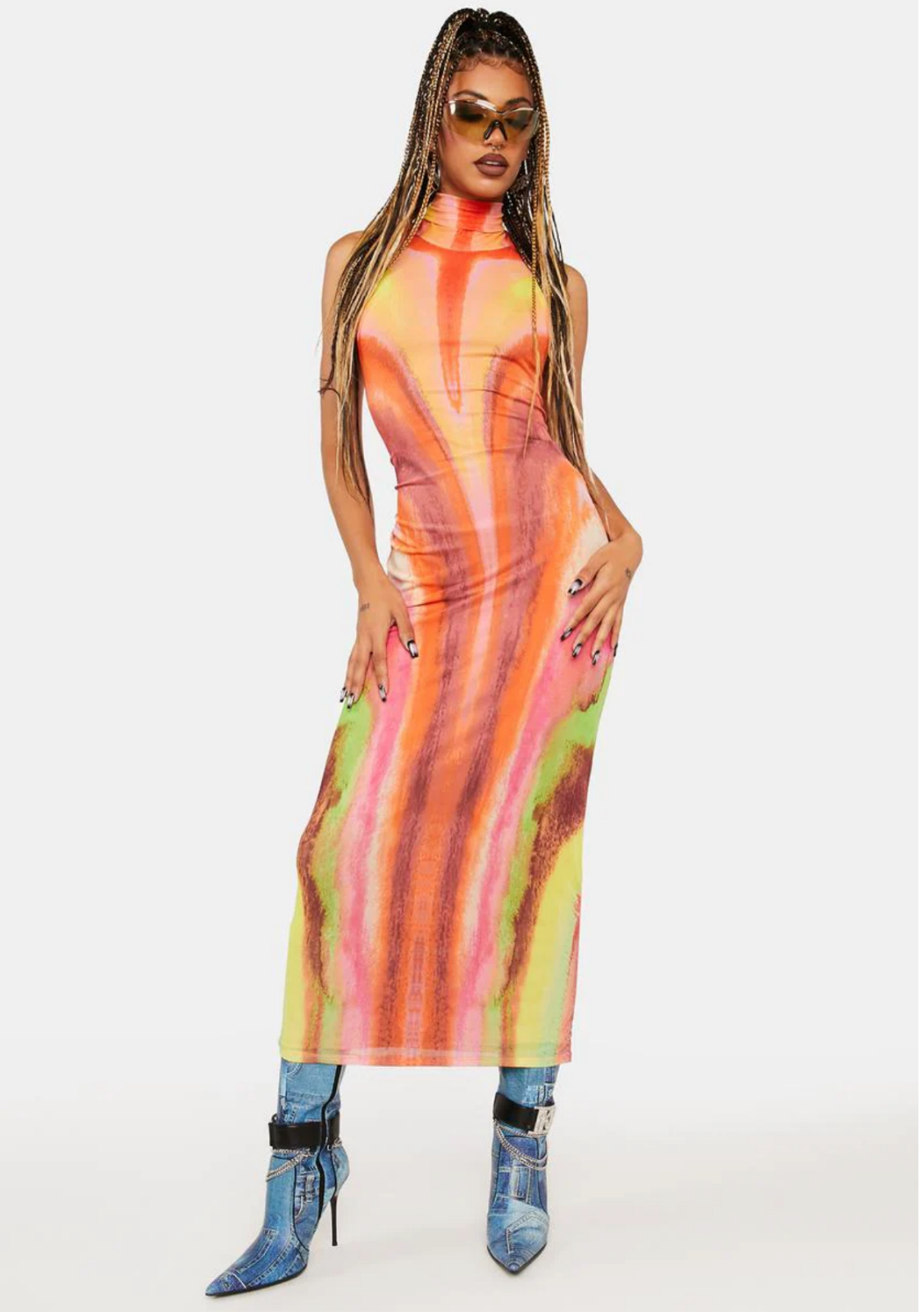 PRE-OWNED AFRM Neon Watercolor Serenity Midi Dress -SIZE SMALL
