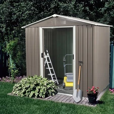 6 x 5 FT Outdoor Metal Storage Shed Waterproof Shed with Lockable Doors Gray
