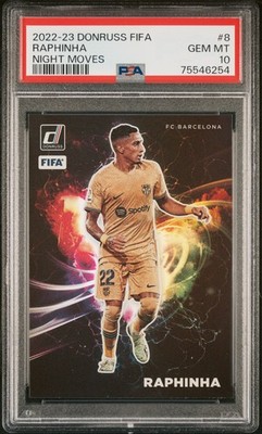 2022 Panini Donruss Fifa Night Moves #8 Raphinha Night Moves PSA 10