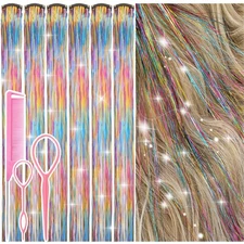 Hair Tinsel Clip in Rainbow Fairy Kit, 12 Pcs 24 Inch 