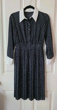 Zara polka dot dress with contrasting collar cuffs Women's Size Small