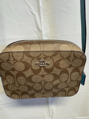 NWT COACH Women's Mini Jamie Camera Bag Signature Canvas Light Khaki Chalk.