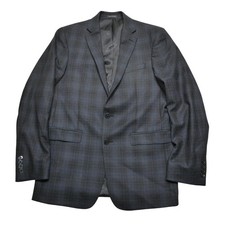 Calvin Klein Blazer Mens 42 Gray Plaid Wool Extreme Slim Fit Sport Coat Jacket