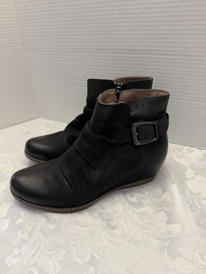 Dansko Lia Black Burnished Nubuk Leather Ankle Boot Comfort Shoe Size 36 5.5-6 - Image 3 of 4