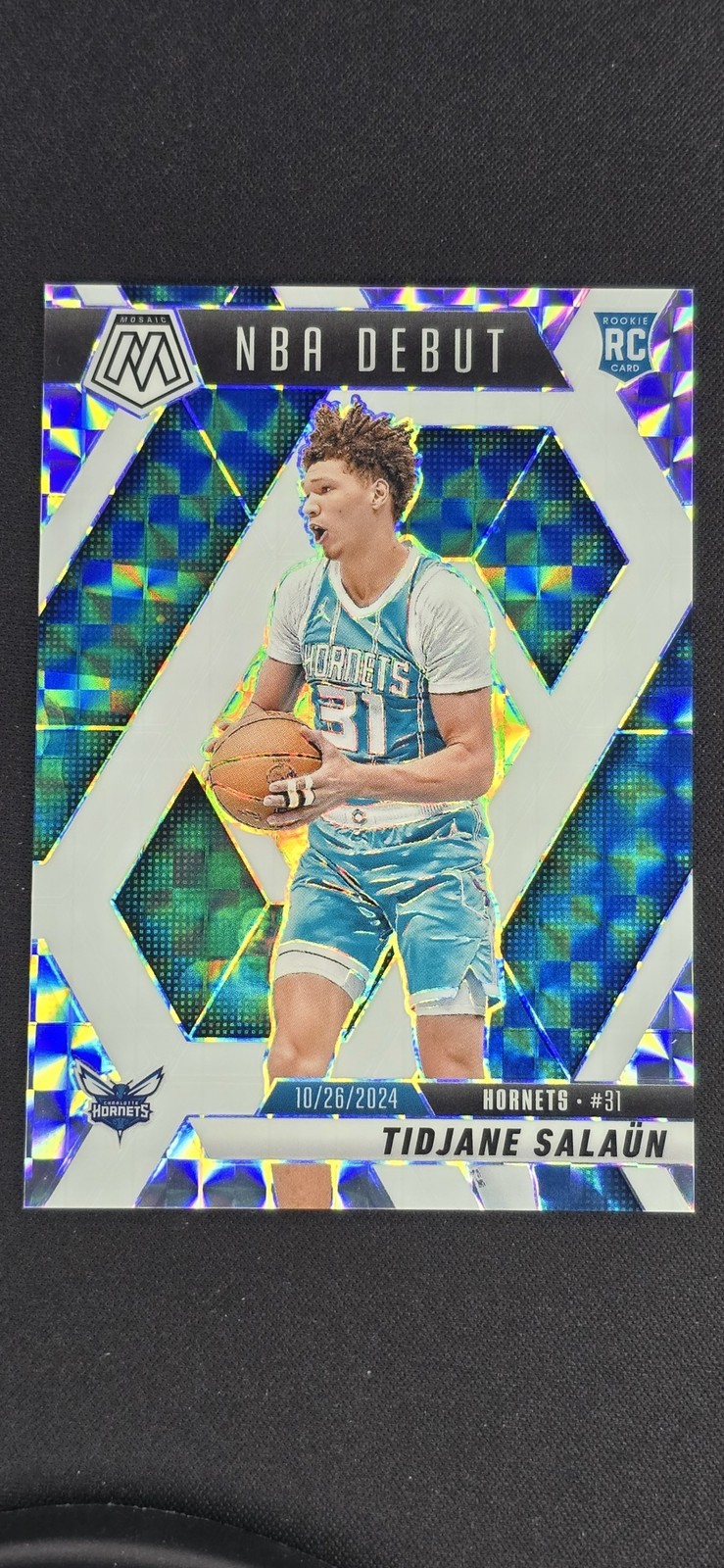 2024 Panini Mosaic Tidjane Salaun Choice White /35 #268 NBA Debut Hornets