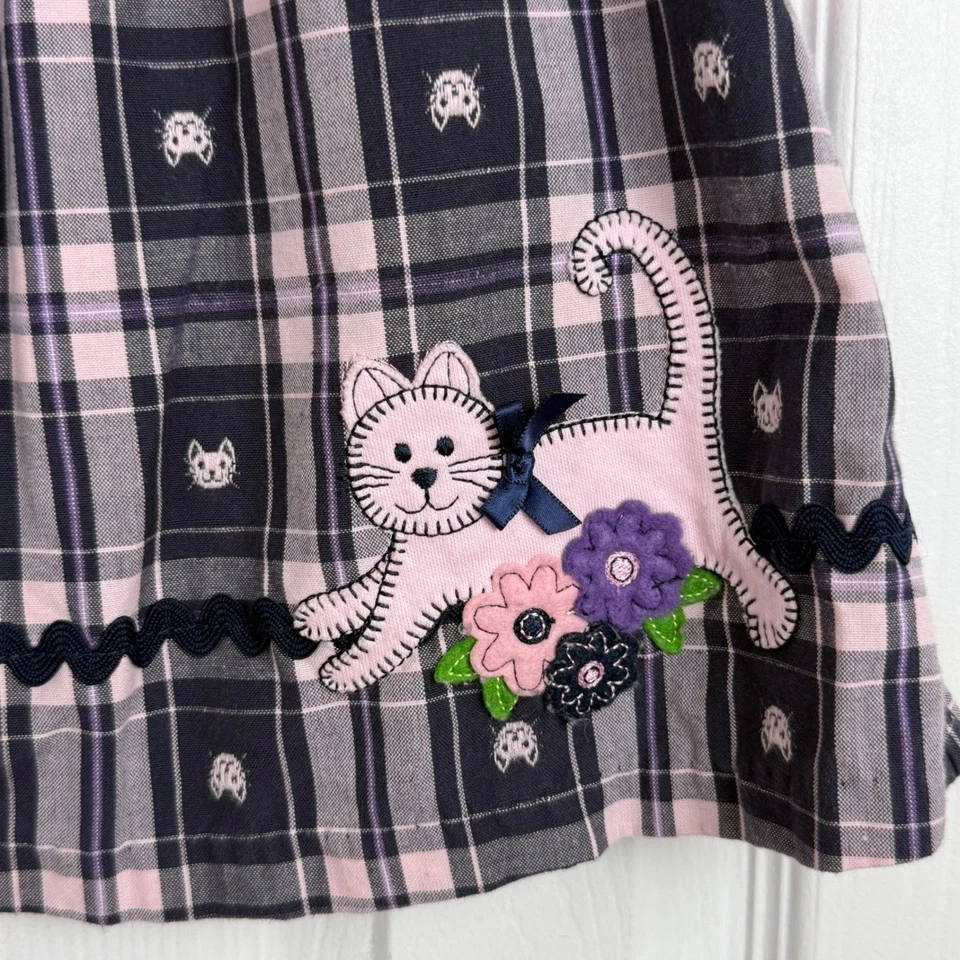 Conjunto de Vestido Jersey Sophie Rose Niño Pequeño 24M Cuadros Apliques Gato Rosa Otoño Conjunto Foto 4 de 4