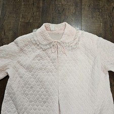 Vintage Sears Bed Jacket Pink Quilt Dainty Puff MCM 60 s Medium