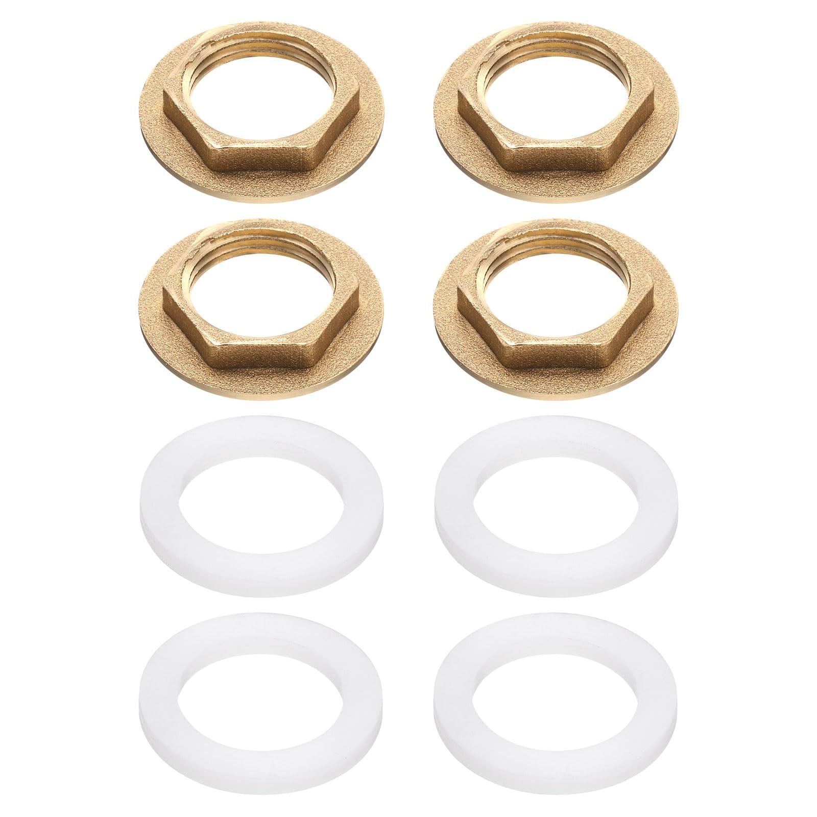 uxcell 4Pcs Brass Lock Nuts Pipe Fitting, G1/2"-14 Female Hex G1/2"-14, Gold