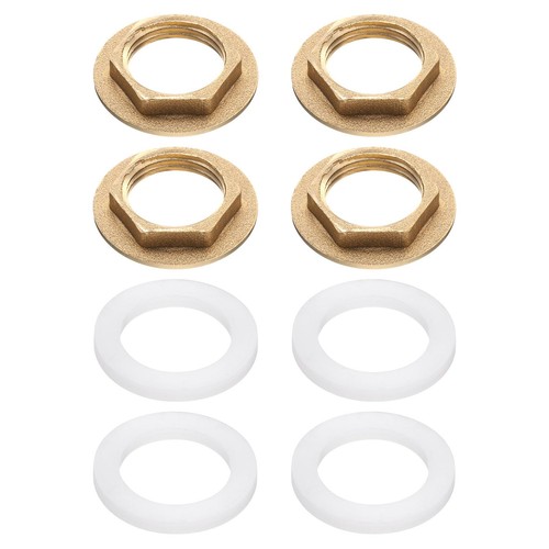 uxcell 4Pcs Brass Lock Nuts Pipe Fitting, G1/2"-14 Female Hex G1/2"-14, Gold