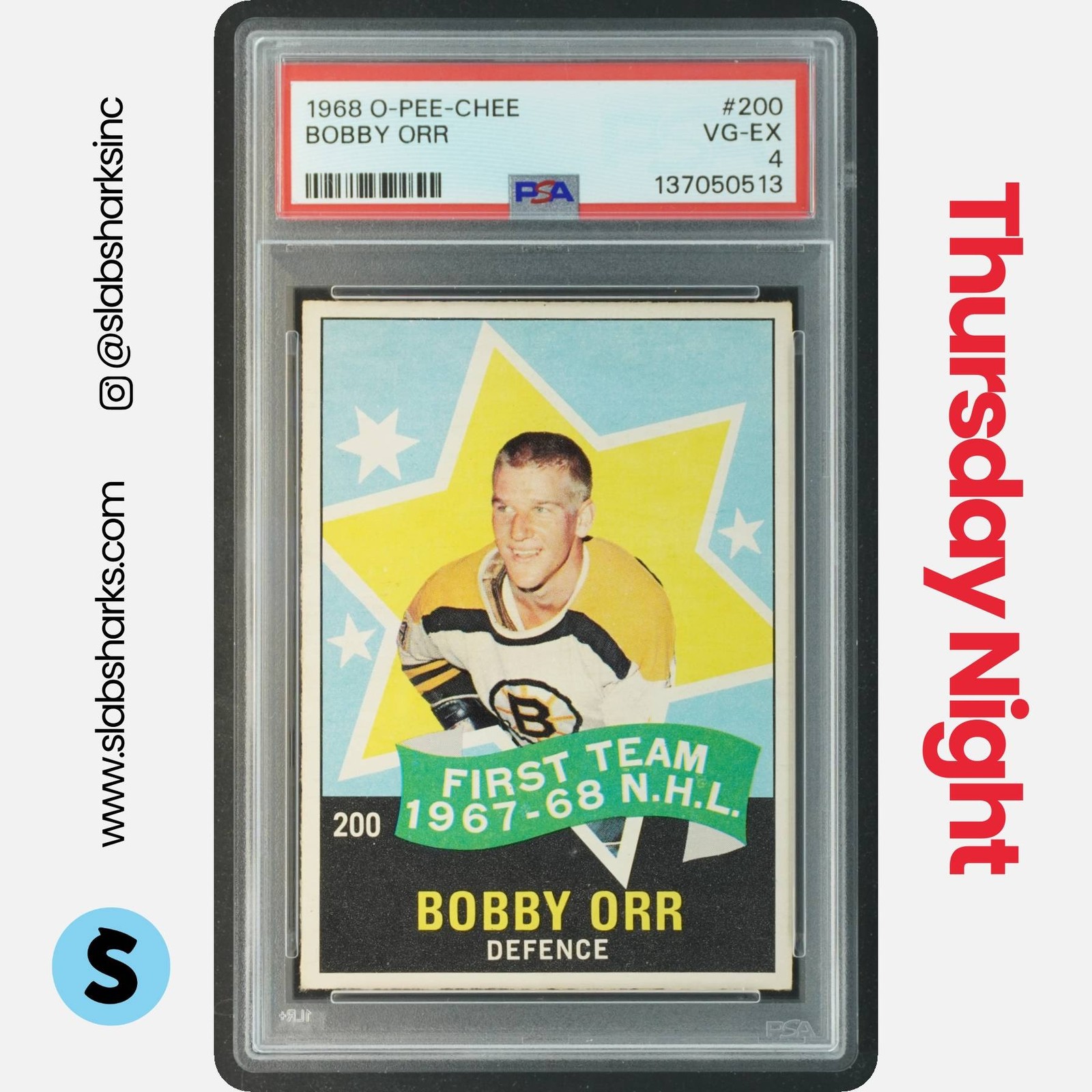 1968 O-PEE-CHEE #200 BOBBY ORR PSA 4