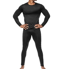 Mens Thermal Underwear Set 2 Piece Fleece Lined Long Johns Base Layer Winter ...