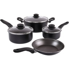 7-Piece Nonstick Aluminum Cookware Set, Black