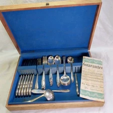 Vintage Mixed WM Rogers MFG Co 45 pc Silverplate ALLURE Lot w/ Case & Guarantee