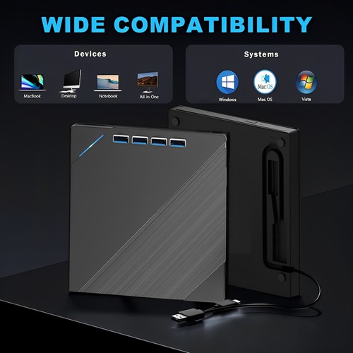 7 in 1 Externes CD/DVD Laufwerk USB 3.0 Brenner Player für PC Laptop Windows Neu - Bild 5 von 12