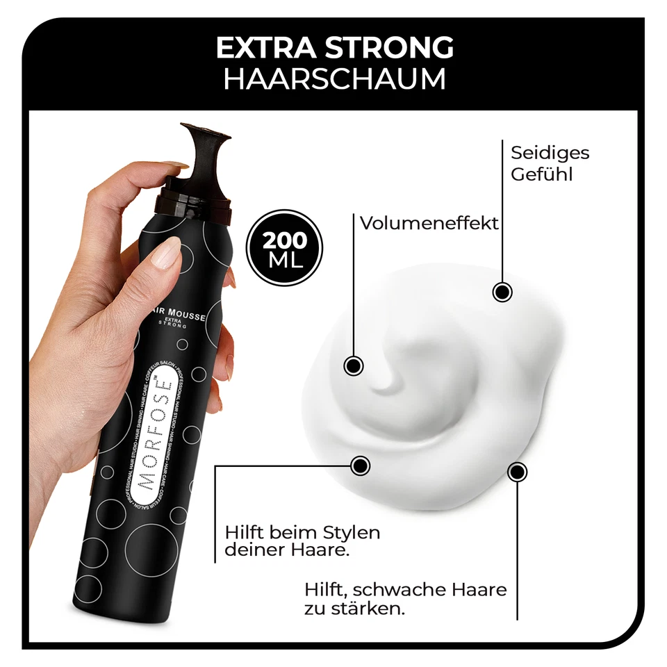 Morfose Extra Strong Mousse Hair Spray 200ml - Haarschaum starker Halt &Volumen - Bild 3 von 4