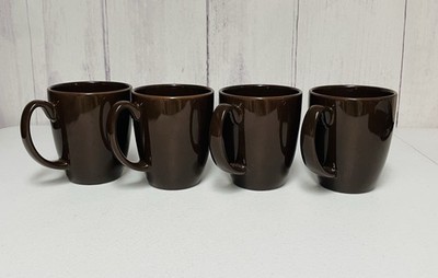 4 Corelle Coordinates Brown Coffee Cups Mugs Stoneware Lot