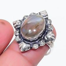 Natural Labradorite Gemstone 925 Sterling Silver Jewelry All Size Ring For Gift