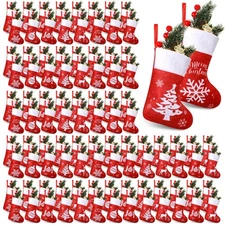 150 Pack Mini Christmas Stockings 7 Inch Red Mini Hanging Stockings Bulk Xmas...