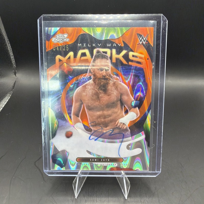 2026 Topps Chrome Cosmic WWE Sami Zayn Milky Way Marks Auto Orange Galactic /25
