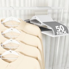 Plastic Hangers 50 Pack, Stackable Slim Space Saving Hangers with Non-Slip Pa...
