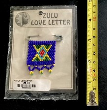 ZULU LOVE LETTER ON CARD BEADS BROOCH PIN BADGE South Africa