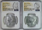 2023 Morgan & Peace Dollar $1 Uncirculated Set First Day of Issue NGC MS70