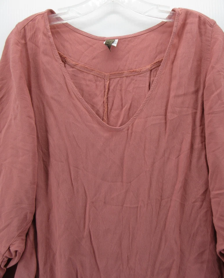 Blusa Pullover XCVI Top Mujer Grande Rosa Malva Gran Tamaño Boho Campesino Rayón * Foto 2 de 4