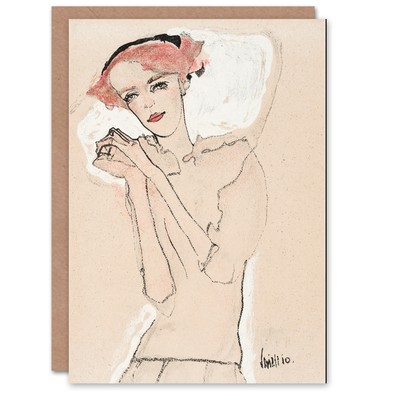 Egon Schiele Kunstkarte Portrait einer Frau Skizze Gemälde