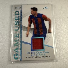 Robert Lewandowski 2025 Leaf In the Game Used Jersey Relic 10/15 FC Barcelona
