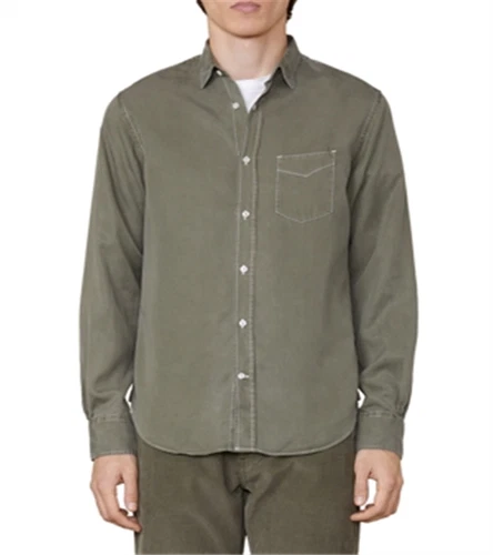 Officine Generale Lipp Garment Dyed Button Down Shirt Green Size M - Picture 1 of 3