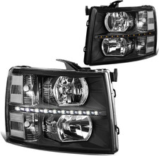 Pair LED DRL Headlights Compatible with 07-13 Chevy Silverado 1500 07-14 Silvera