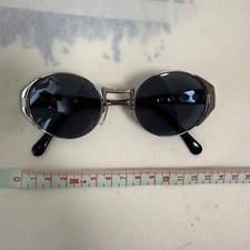 Jean Paul Gaultier 56-3174 Vintage Silver Sunglasses Blue Polarized Lenses Japan