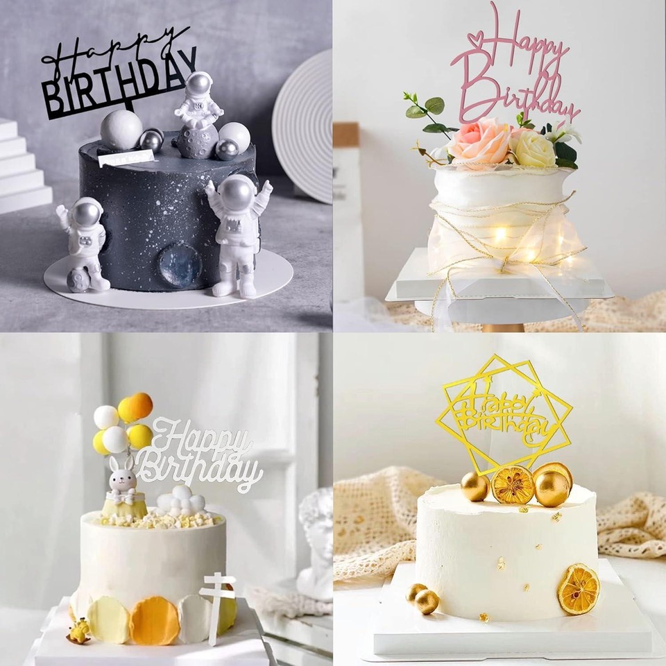 40 PCS Happy Birthday Cake Topper Acrylic Birthday Cupcake Topper Cake
