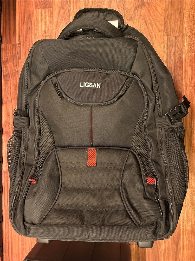 Rolling Backpack 17inch Black and Red LIGSAN