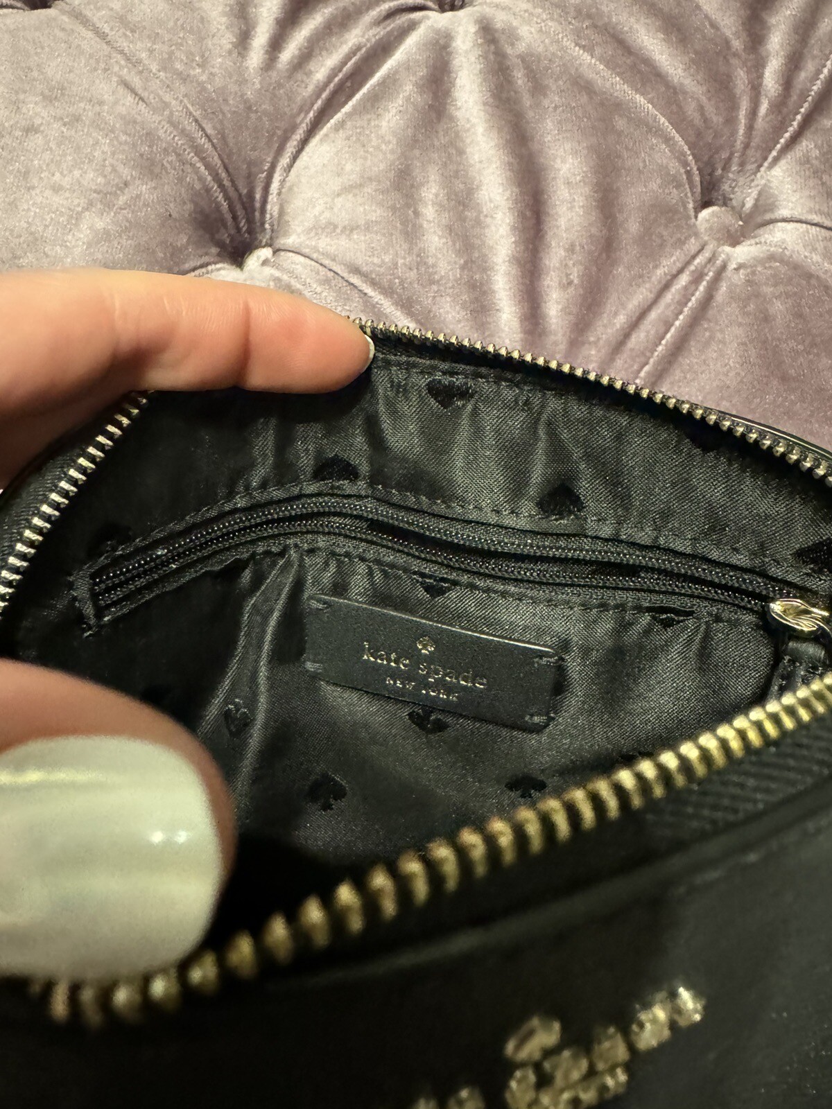 NWT Kate Spade Tinsel Glitter Fabric Small Dome Crossbody Bag In Black